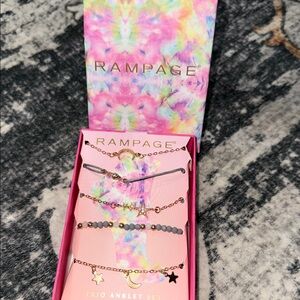 Rampage Gold and Silver Star Anklet Set of 5